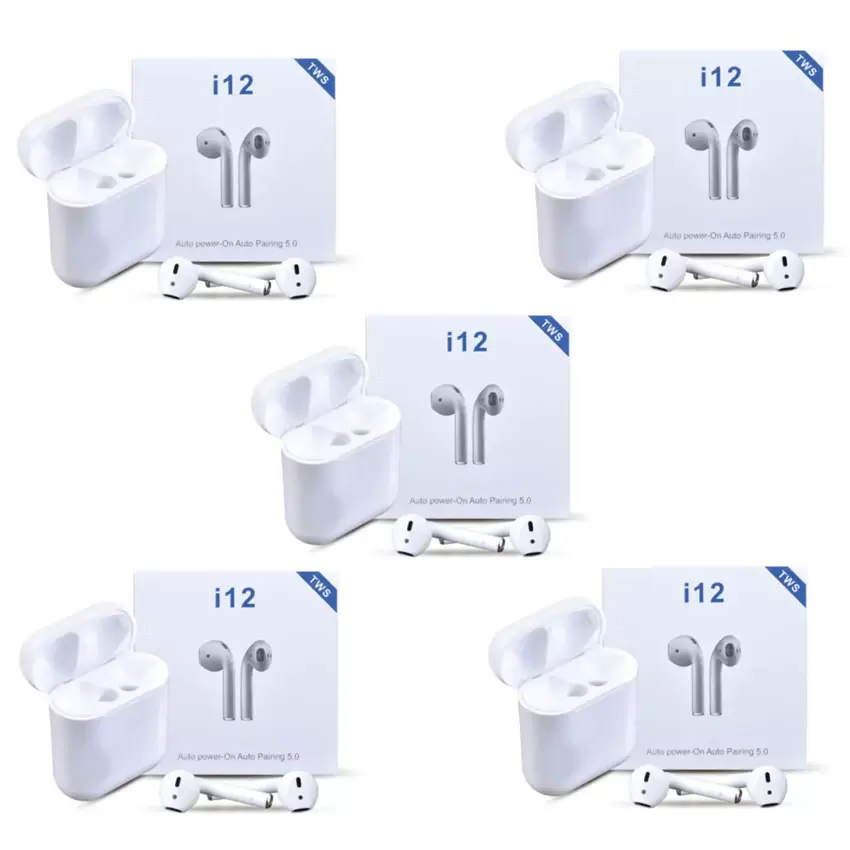 پنج عدد هندزفری و هدفون بیسیم مدل i12 - TWS (آکبندتست نشده-بدون مرجوعی)